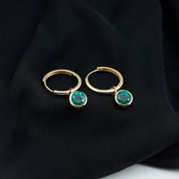 1.6 Carat Bezel Set Lab Grown Emerald Hinged Hoop Earrings