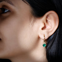 1.6 Carat Bezel Set Lab Grown Emerald Hinged Hoop Earrings