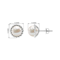 Handpicked 10MM Freshwater Pearl Stud Earrings with Rope Frame