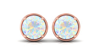 Ethiopian Opal Solitaire Stud Earrings with Screw Back