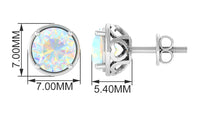 Ethiopian Opal Solitaire Stud Earrings with Screw Back