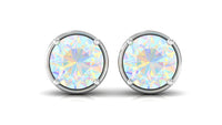 Ethiopian Opal Solitaire Stud Earrings with Screw Back