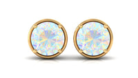 Ethiopian Opal Solitaire Stud Earrings with Screw Back