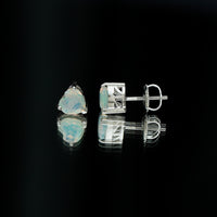 1.5 Carat Heart Shape Real Ethiopian Opal Stud Earrings