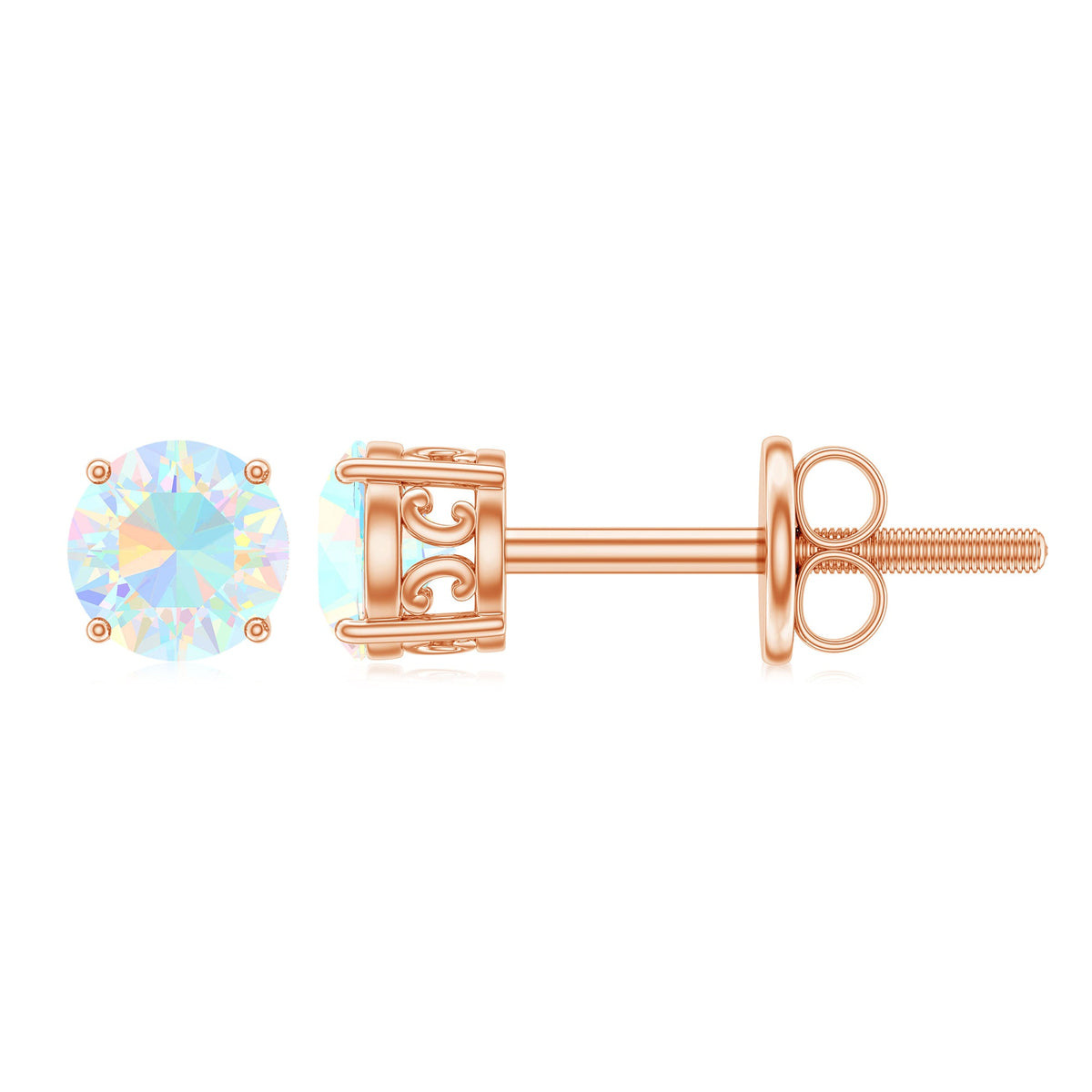 0.50 CT Ethiopian Opal Solitaire Stud Earrings in 4 Prong Setting