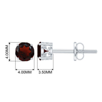 Genuine Garnet Solitaire Stud Earrings