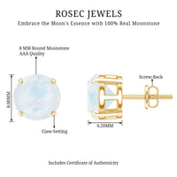 Claw Set Solitaire Moonstone Stud Earrings