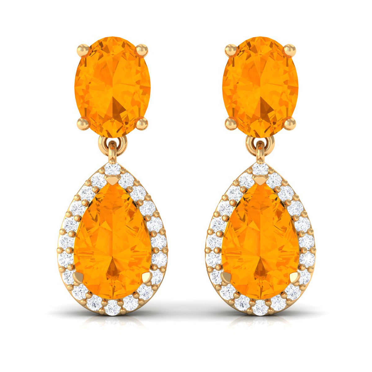 3 CT Classic Fire Opal Dangle Earrings with Diamond