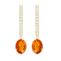 Certified Real Oval Fire Opal Hoop Earrings with Diamond