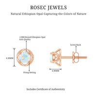 Simple Ethiopian Opal Solitaire Flower Stud Earrings
