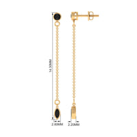 Minimal Bezel Set Created Black Diamond Chain Dangle Earrings