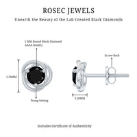 Solitaire Lab Created Black Diamond Swirl Stud Earrings