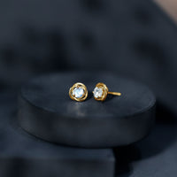 Solitaire Moonstone Swirl Stud Earrings with Certificate