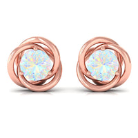 Round Cut Solitaire Ethiopian Opal Swirl Stud Earrings