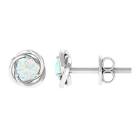 Round Cut Solitaire Ethiopian Opal Swirl Stud Earrings