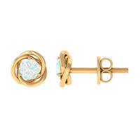 Round Cut Solitaire Ethiopian Opal Swirl Stud Earrings