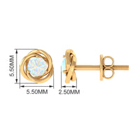 Round Cut Solitaire Ethiopian Opal Swirl Stud Earrings
