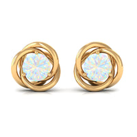 Round Cut Solitaire Ethiopian Opal Swirl Stud Earrings