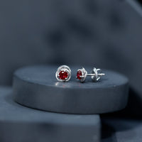 Lab Created Ruby Swirl Stud Earrings with Screw Back