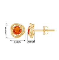 Solitaire Fire Opal Swirl Stud Earrings in 3 Prong Setting