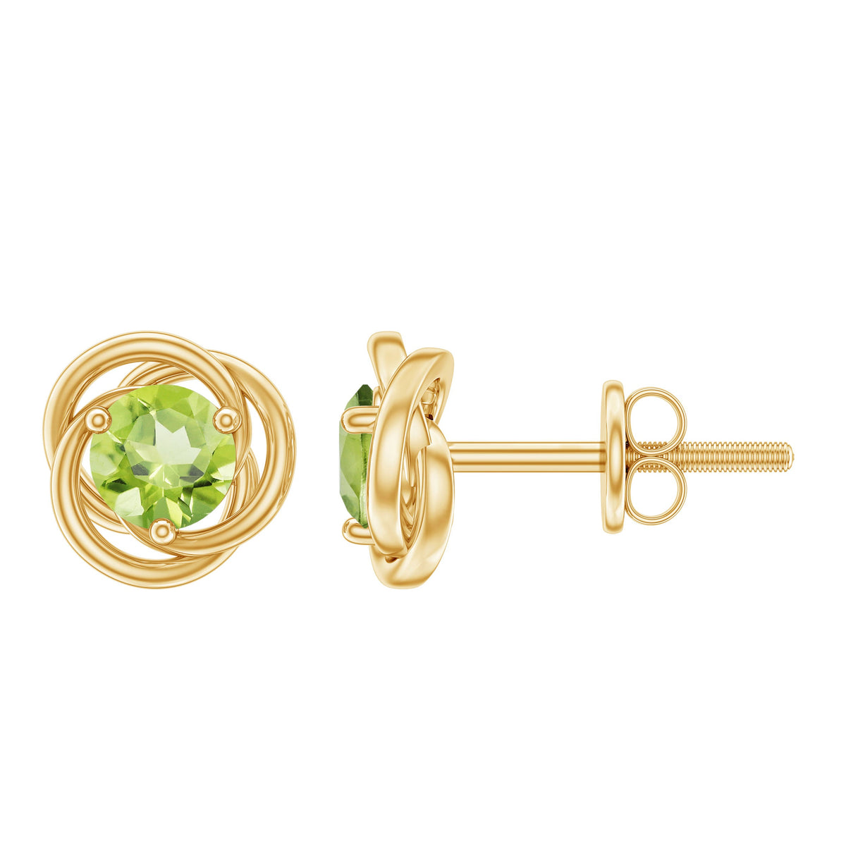 1 Carat Round Cut Peridot Swirl Stud Earrings