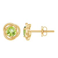 1 Carat Round Cut Peridot Swirl Stud Earrings