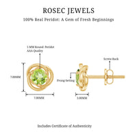1 Carat Round Cut Peridot Swirl Stud Earrings