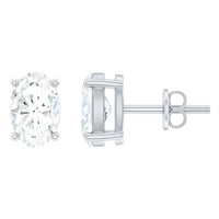 4X6 MM Oval Shaped Lab Grown Diamond Solitaire Stud Earrings