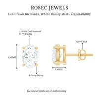 4X6 MM Oval Shaped Lab Grown Diamond Solitaire Stud Earrings