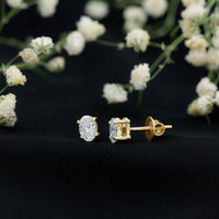 4X6 MM Oval Shaped Lab Grown Diamond Solitaire Stud Earrings