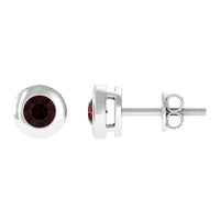 Garnet Solitaire Stud Earrings in Bezel Setting