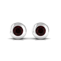 Garnet Solitaire Stud Earrings in Bezel Setting