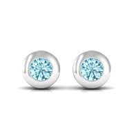 1/4 CT Round Aquamarine Solitaire Stud Earrings in Bezel Setting