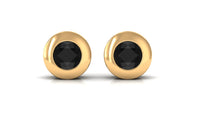 1/2 CT Bezel Set Round Black Onyx Solitaire Stud Earrings