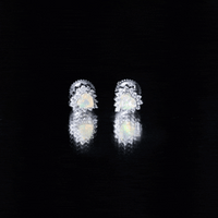 1.5 Carat Natural Ethiopian Opal Heart Earrings with Diamond Halo