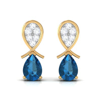 Pear Cut London Blue Topaz and Diamond Bridal Drop Earrings