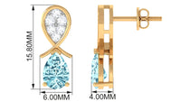 Real Aquamarine and Diamond Bridal Drop Earrings