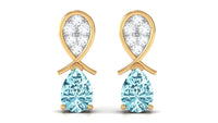 Real Aquamarine and Diamond Bridal Drop Earrings