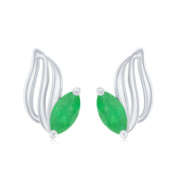 Natural Inspired Marquise Emerald Leaf Earrings with Screw Back
