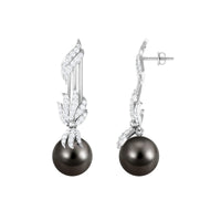 Designer 15 Carat Tahitian Pearl Dangle Earrings with Diamond