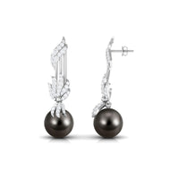 Designer 15 Carat Tahitian Pearl Dangle Earrings with Diamond