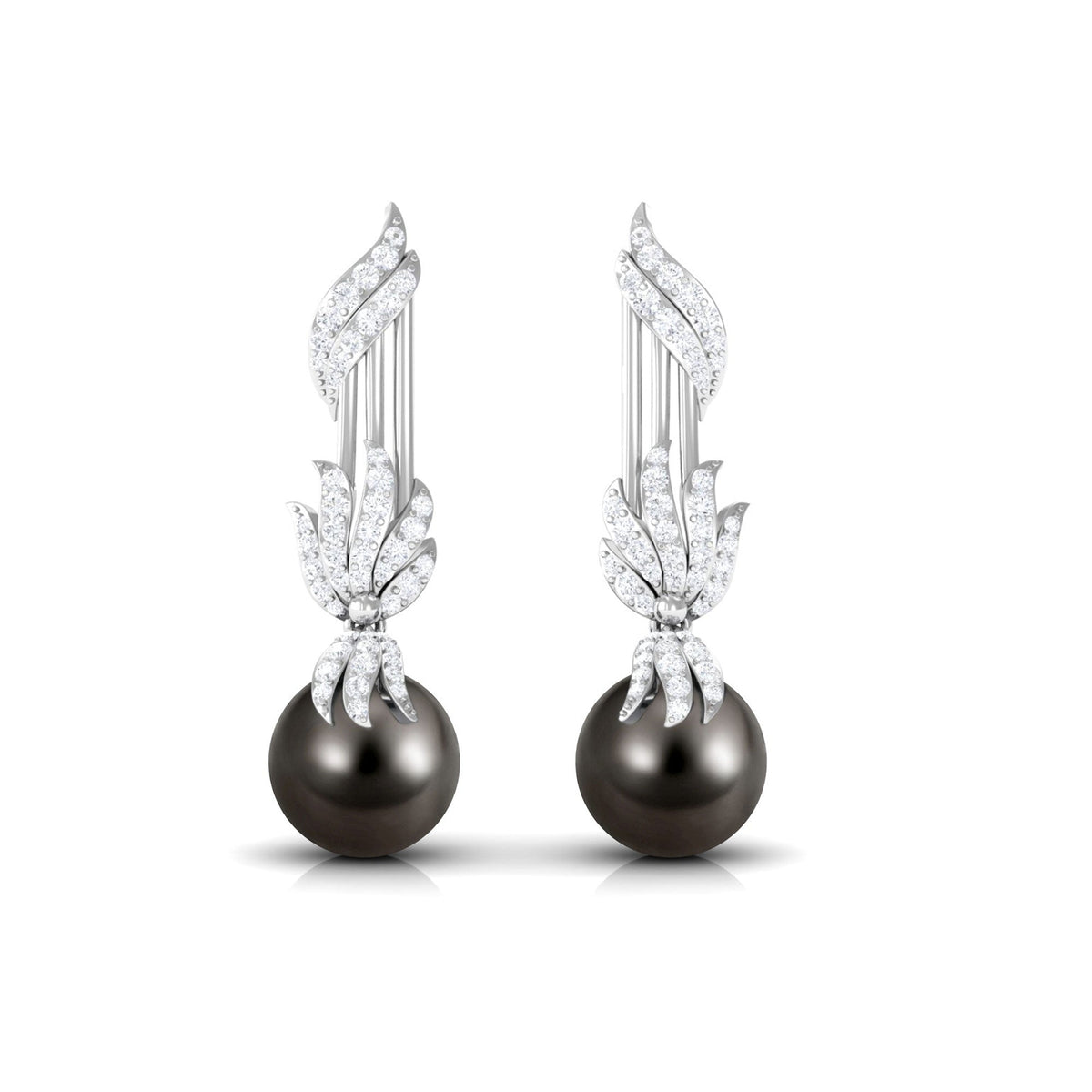 Designer 15 Carat Tahitian Pearl Dangle Earrings with Diamond