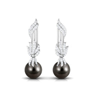 Designer 15 Carat Tahitian Pearl Dangle Earrings with Diamond