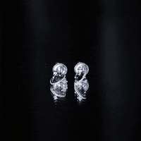 Lab Created Black and White Diamond Unique Stud Earrings