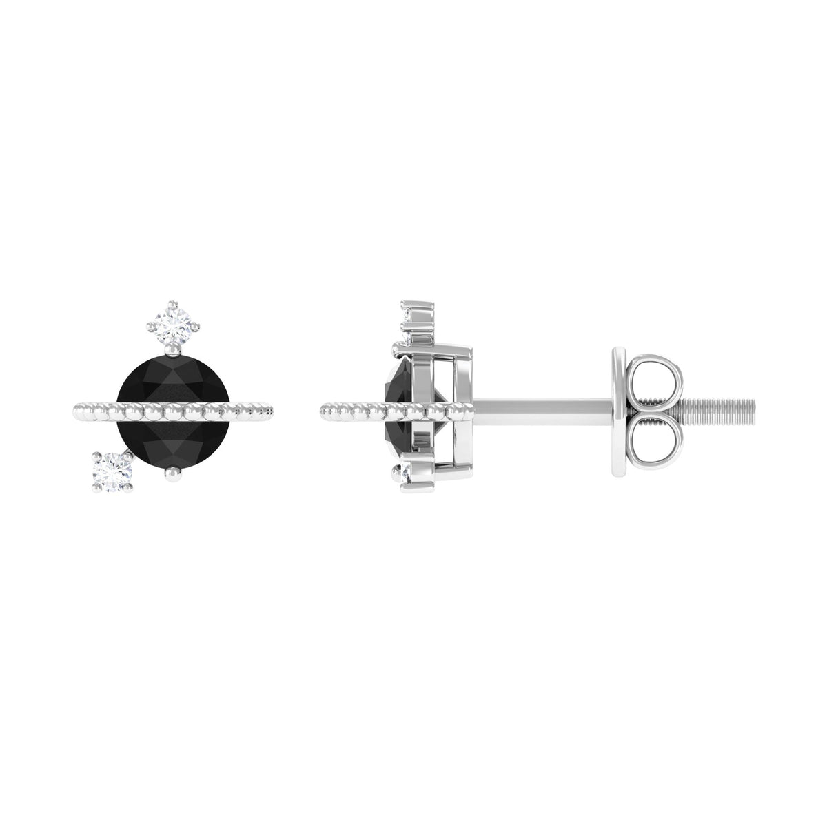 Lab Created Black and White Diamond Unique Stud Earrings