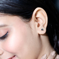 Lab Created Black and White Diamond Unique Stud Earrings