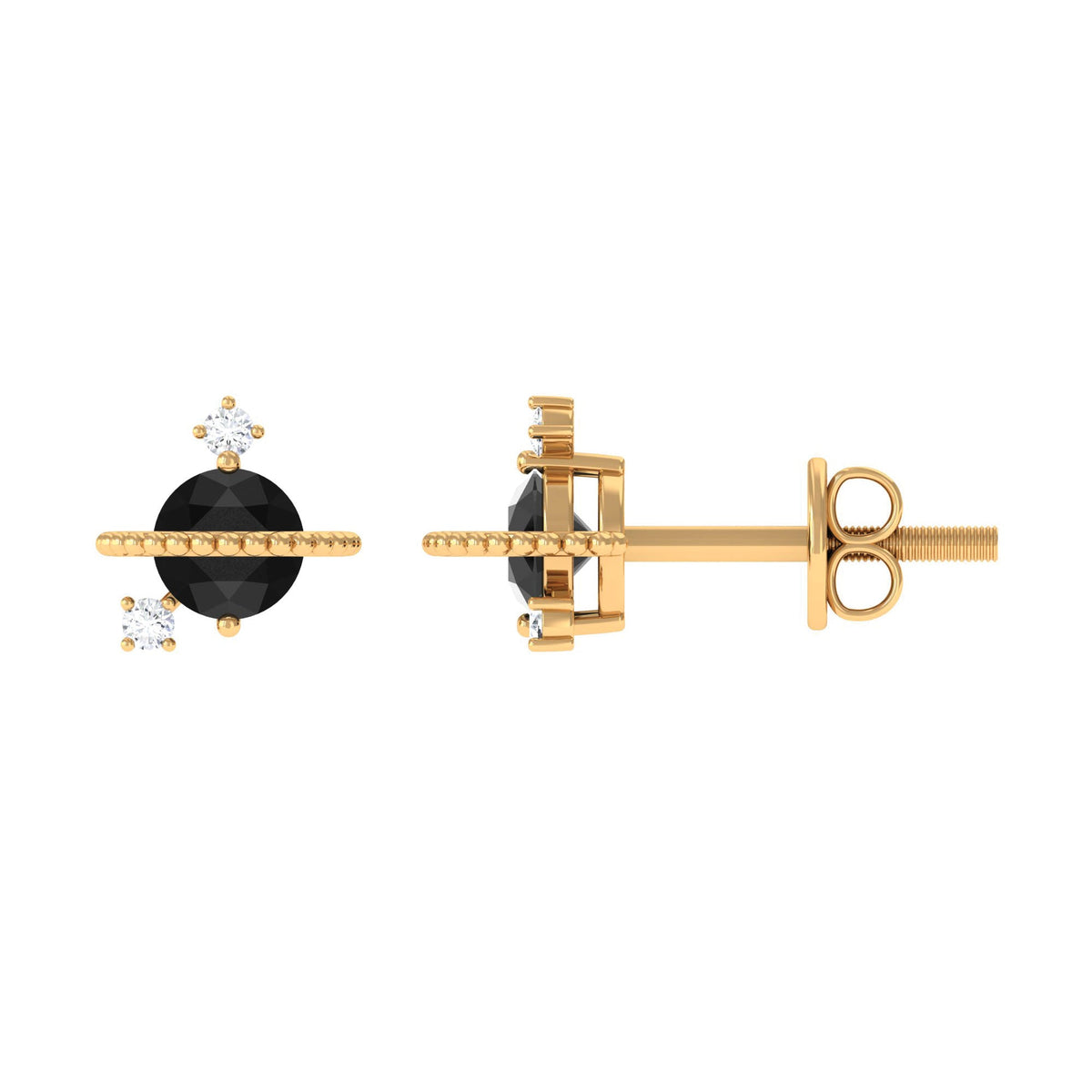 Lab Created Black and White Diamond Unique Stud Earrings