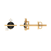 Lab Created Black and White Diamond Unique Stud Earrings