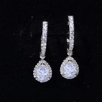 Certified Moissanite Teardrop Earrings with Hinged Hoop
