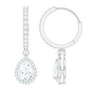 Certified Moissanite Teardrop Earrings with Hinged Hoop